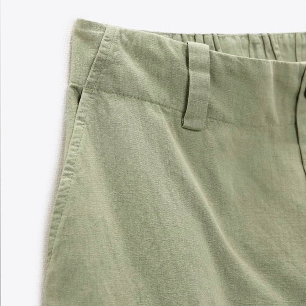 Zara Light Sage Green Linen Blend Cargo Trouser Gem